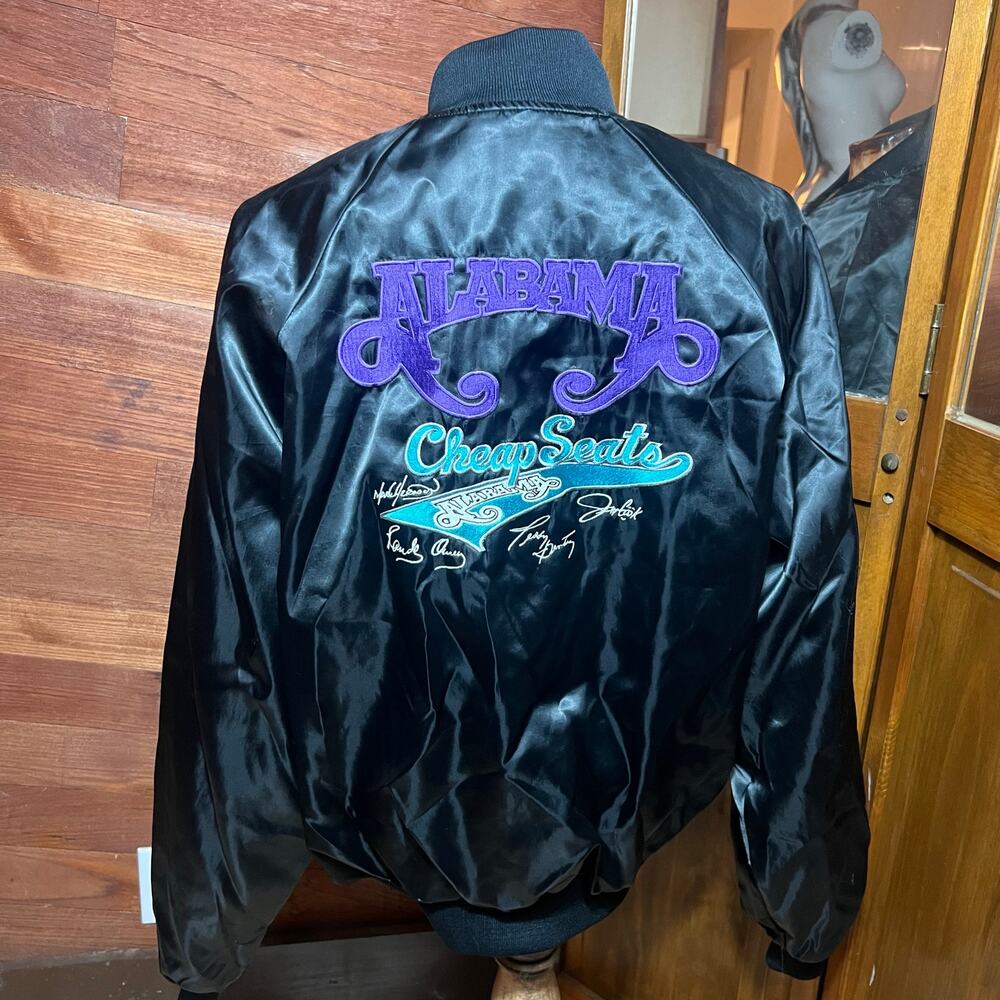 VINTAGE 90s Alabama Band Tour Jacket Size XL Cheap Seats Tour Satin Varsity